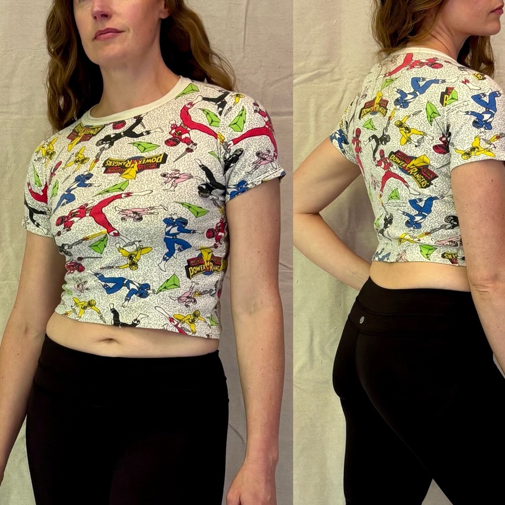 Vintage 90s Power Rangers All Over Print Ringer Pajam T Shirt Short Eddie’s XS